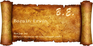 Bozsin Ervin névjegykártya